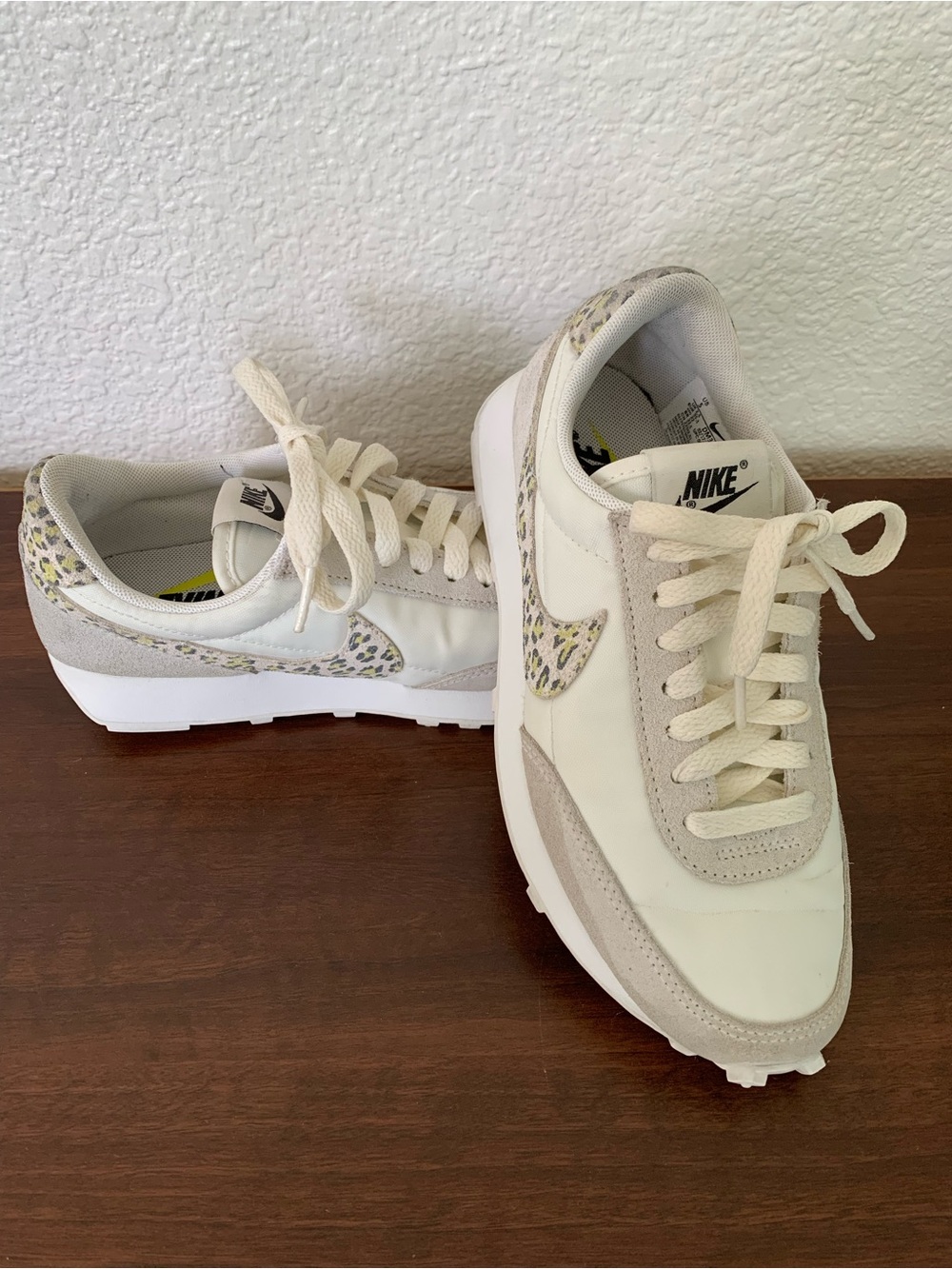 Nike Women's DBreak Daybreak Cream Retro Runner with Yellow Leopard Accent
